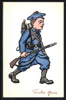 Handgemalt: Kind in Soldatenuniform und 