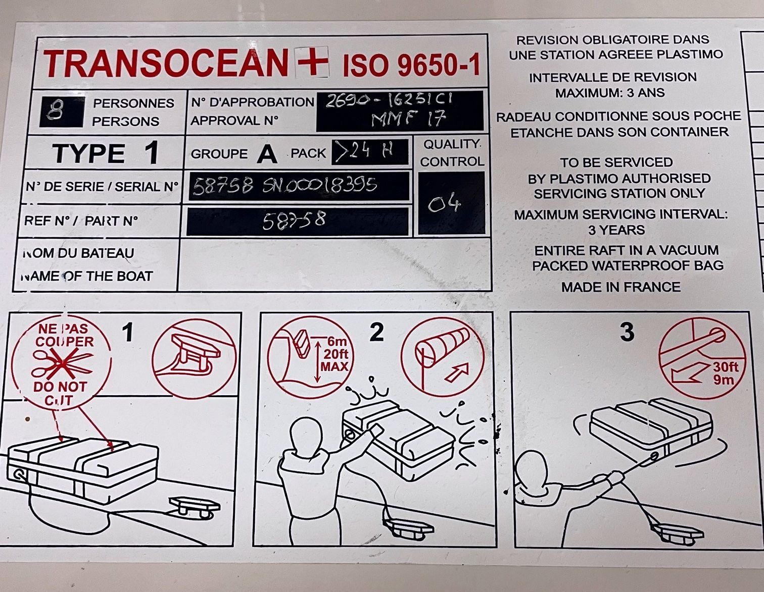 Bateaux: Transocean 8 Personen Rettungsinsel – D'occasion à Menznau par CS1.6 1