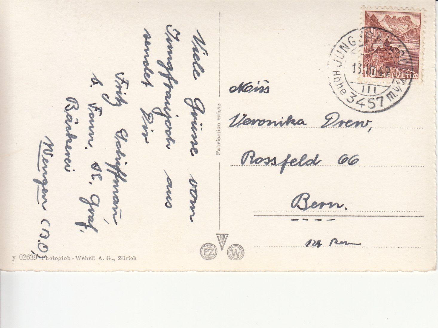 Cartoline postali: Jungfraujoch 1949 – Usato da Bürglen TG venduto da StampGraf 1