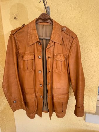 Schicke Vintage 1970s Lederjacke, Gr. 52, Cognacbraun