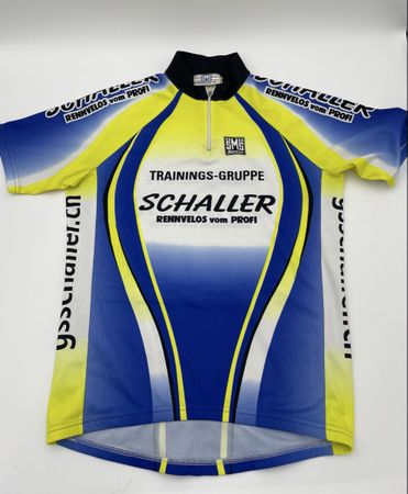 Vintage Santini Velotrikot Schaller – blau/gelb 
