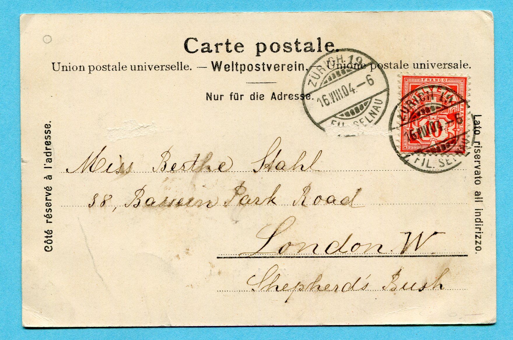 Cartes postales: Zürich 1904 - Utoquai – D'occasion à Opfikon par Prophila 1