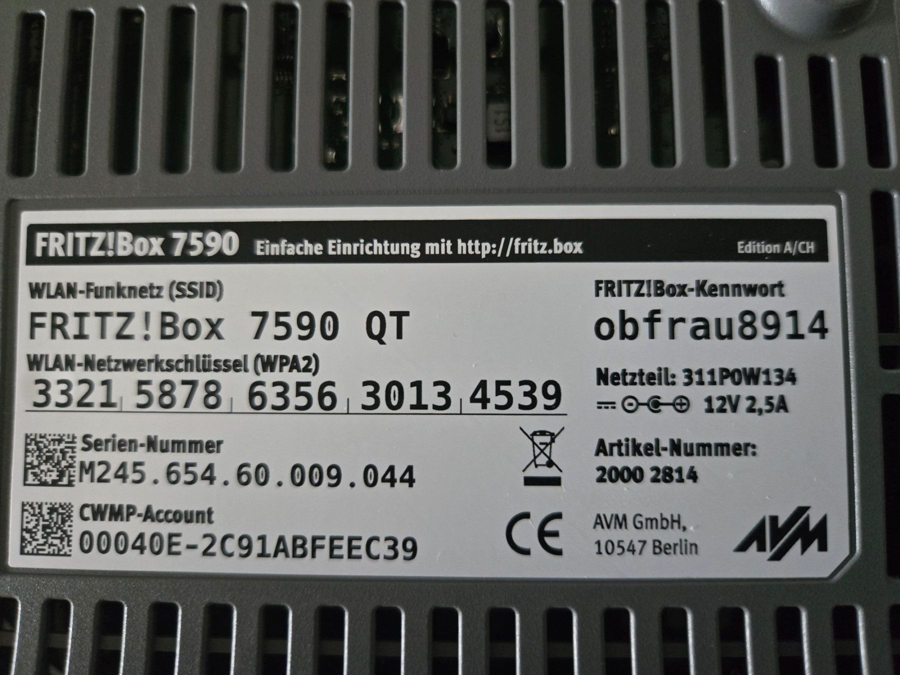 Fritz Modem & Router: FRITZ! Box 7590 (A/CH Version) – Usato da Walchwil venduto da AlbertErnst 1