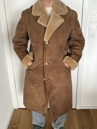 Gorgeous vintage long beige shearling coat teddy size L