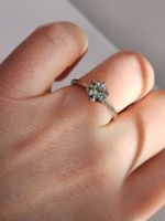 Solitär Ring Moissonit, Silber 925, Gr. 53 verstellbar