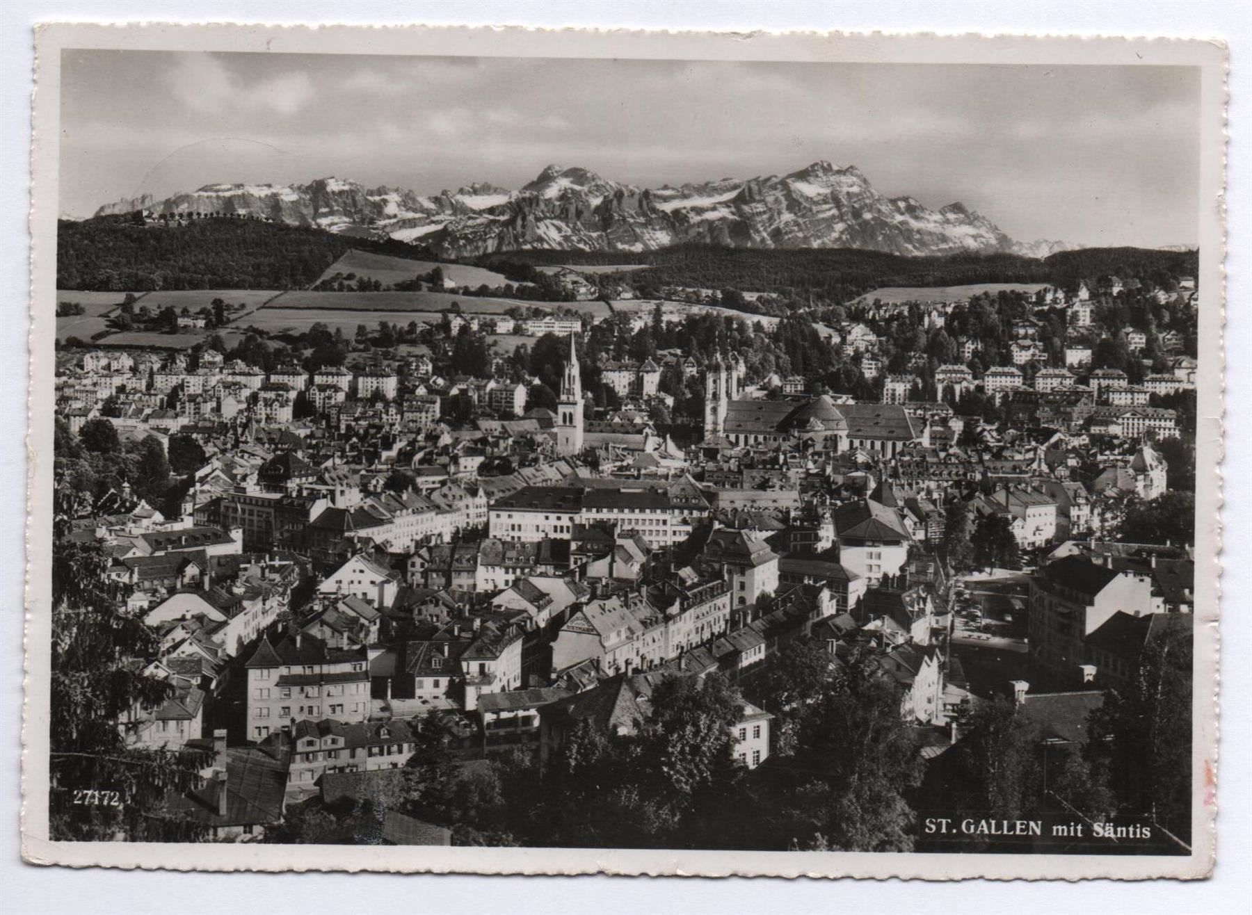 Cartoline postali: ST. GALLEN mit Säntis - Stempel Messe OLMA – Usato da Jona venduto da philajona