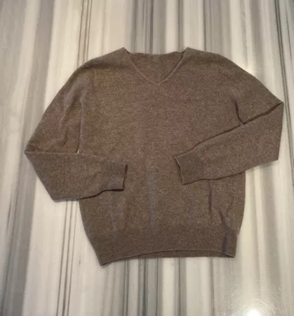Pullover,V-Ausschnitt braun meliert, Wolle,kuschlig
