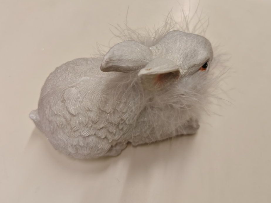 Statuette: Hase mit Federn und Glitzer Weiss – Nuovo e nell'imballaggio originale da Schaffhausen venduto da AtelierPudesco 4