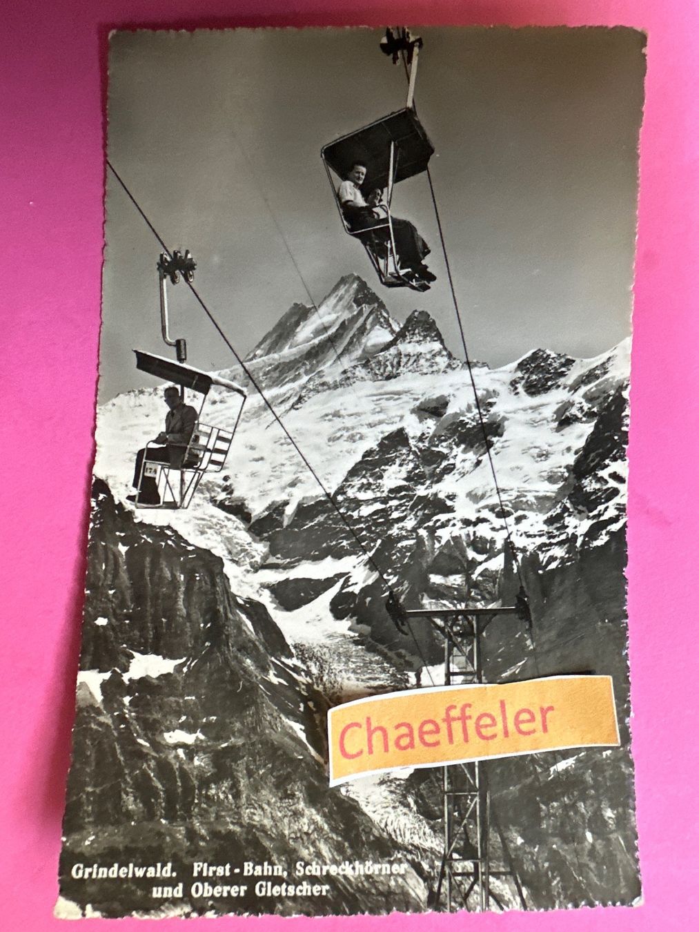 Cartoline postali: Grindelwald. First-Bahn, Schreckhörner und oberer Gletscher – Usato da Zürich venduto da Chaeffeler