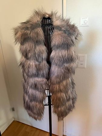 Fellweste grau/taupe/rosé - Gr. 38 - NEU