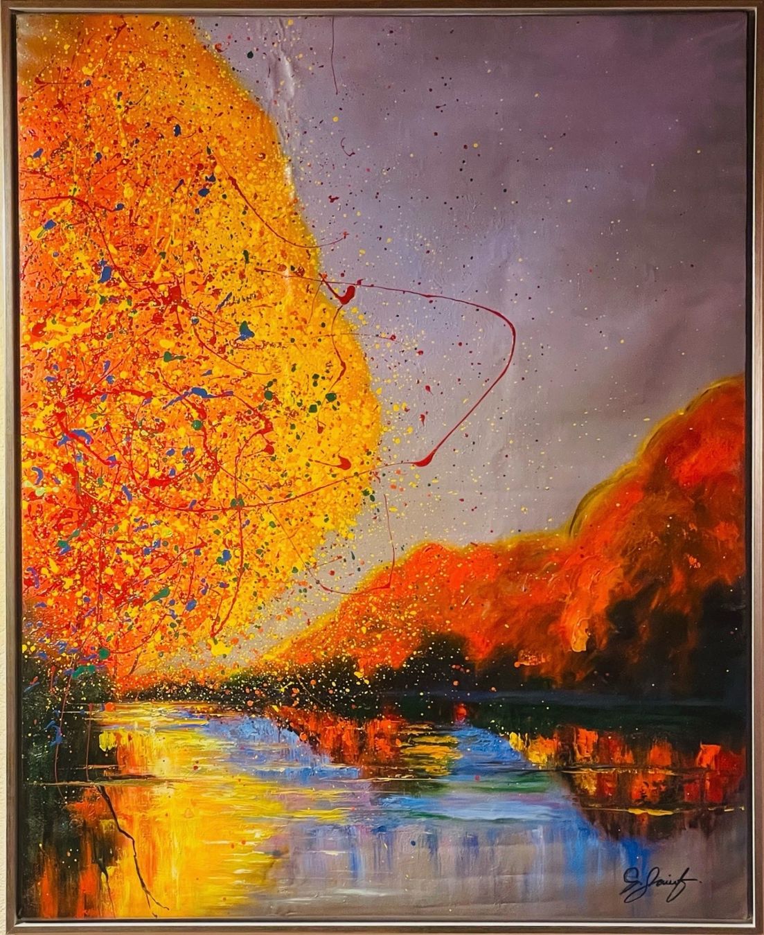 Dipinti: Abstraktes Herbstbild, Original Gemälde mit Rahmen – Nuovo e nell'imballaggio originale da Roggwil /BE venduto da elegance45