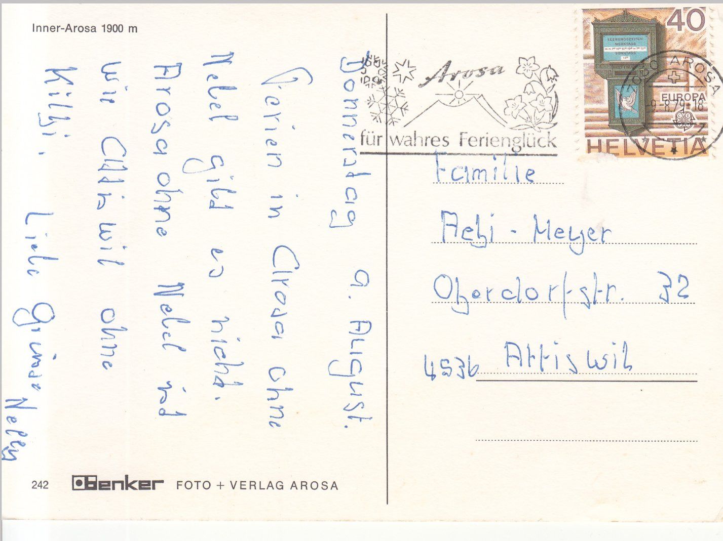 Cartoline postali: Inner-Arosa 1979 – Usato da Bürglen TG venduto da StampGraf 1