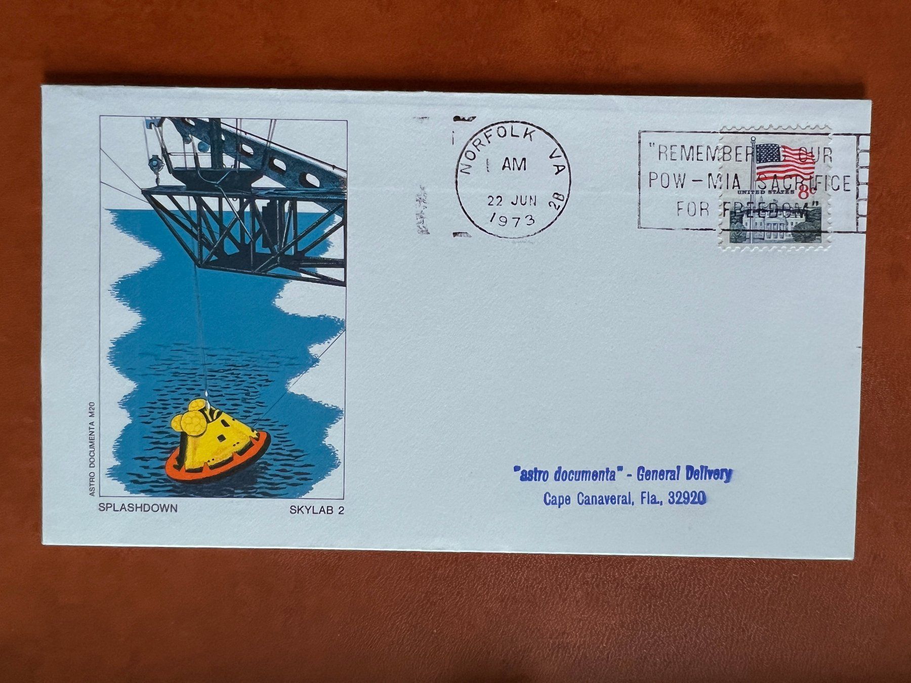 Tutti i francobolli: Skylab 2 Splashdown  Brief  Norfolk  (R20) – Usato da Hinwil venduto da Sidi4