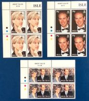 1999 Insel Man GB Hochzeit Prinz Edwards Viererblock Satz **