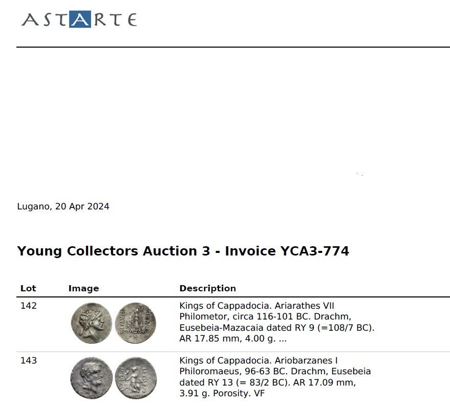 Tutti le monete: ARIOBARZANES I Philoromaeus silber Drachm – Usato da La Sarraz venduto da classicworldcoins 1