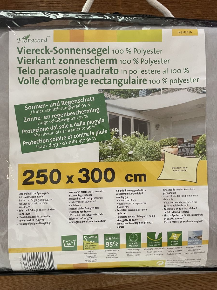 Ombrelloni: Sonnensegel 250 x 300 cm – Nuovo e nell'imballaggio originale da Erlen venduto da Brpi22 1