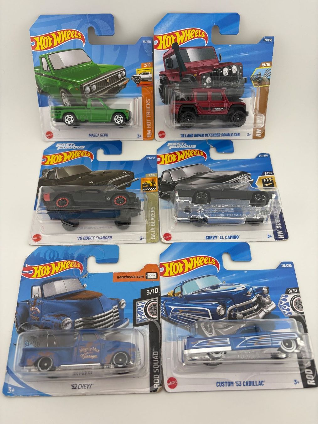 Hot Wheels Modellautos: 6 Hot Wheels Pick-Ups Dodge, Chevy El Camino Cadillac Mix 16 – Neu (gemäss Beschreibung) aus Flawil von HeisseReifen