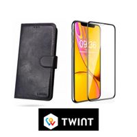 iPhone 11 Pro Max Leder wallet Hülle mit Panzerglas