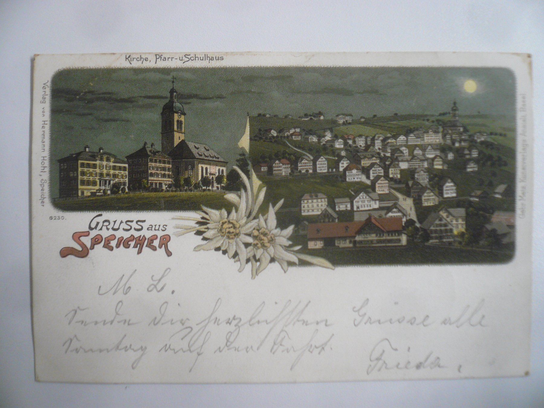 Cartoline postali: NachtLithoAK SPEICHER – Usato da Oberhofen am Thunersee venduto da luuping99