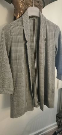 Trendiger Übergangs-Blazer, Karomuster, Grau - Grösse 36