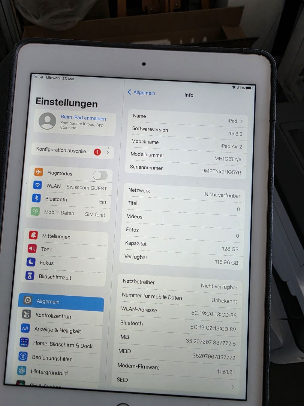 Apple Tablet PC: Apple iPad Air 2 Wifi/Cellular 128GB – Usato da Liestal venduto da Schnaeppli4410 1
