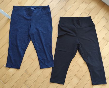 2er Set Caprileggings/Sport-Hosen Schwarz/Blau Gr. L