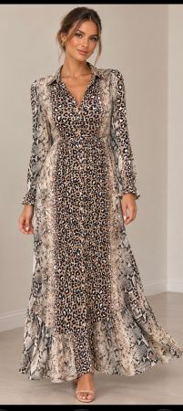 Milano  Maxikleid Leo Schlangen Muster  Gr 34 -36 S