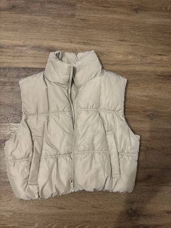 Gesteppte Weste beige kurz mit Reissverschluss Damen