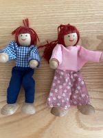 2 spezielle bewegliche Holz Puppen - Höhe 12.5 cm
