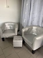 2x Chesterfield Sessel + Hocker