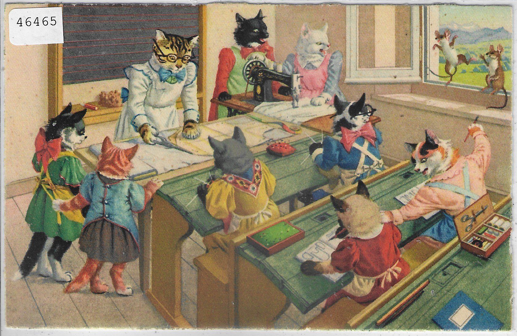 Cartoline postali: Katzen-Familie - In der Schule – Usato da Ettingen venduto da Kartenplanet