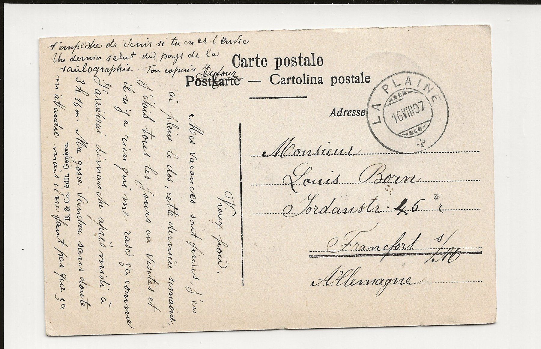 Ansichtskarten: AK 1907  Genf mit Mont Blanc – Gebraucht aus Greifensee von 315WDO 1