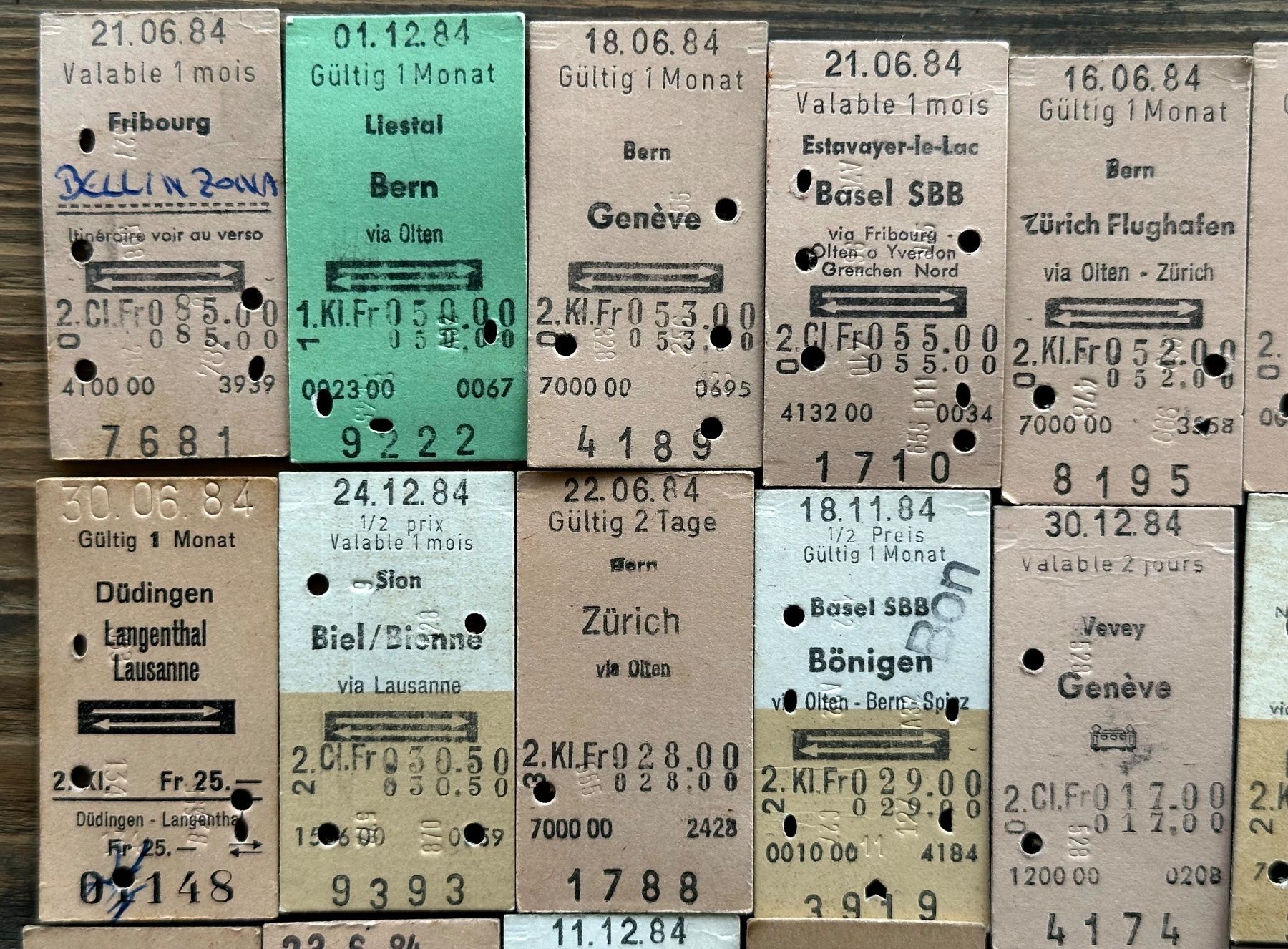 Biglietti: 20 Top Billette, SBB, Tickets Edmondsche Kartonbillette – Usato da Seltisberg venduto da quadartswiss 1