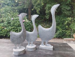 Gartendeko: 3 grosse Metallgänse