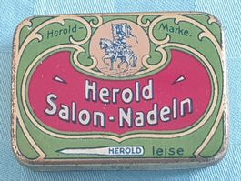 alte Blech - Büchse - Dose Herold Salon  Grammophon Nadeln