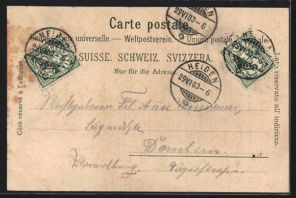 Cartoline postali: Litho Heiden, Totalansicht der Ortschaft – Usato da Berlin venduto da bartko-reher 1