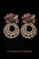 🌸 Orecchini pendenti con perle e fiore vintage 🌸