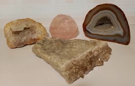Lot Mineralien Geode Quarz Achat Bergkristall Rosenquarz