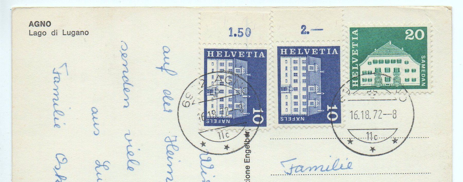 Cartes postales: Saluti da AGNO Auto, Café, Flugzeug HB-VAN – D'occasion à Jona par philajona 1