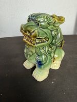 Fu-Hund Wächterlöwe, Keramik grün glasiert, 14cm