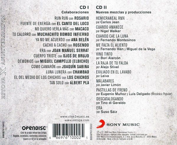 CD: Estopa – X Anniversarivm - c – Usato da Brittnau venduto da Zibu 1