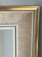 Bilderrahmen Rahmen für Gemälde Holz Gold und Leinenstoff