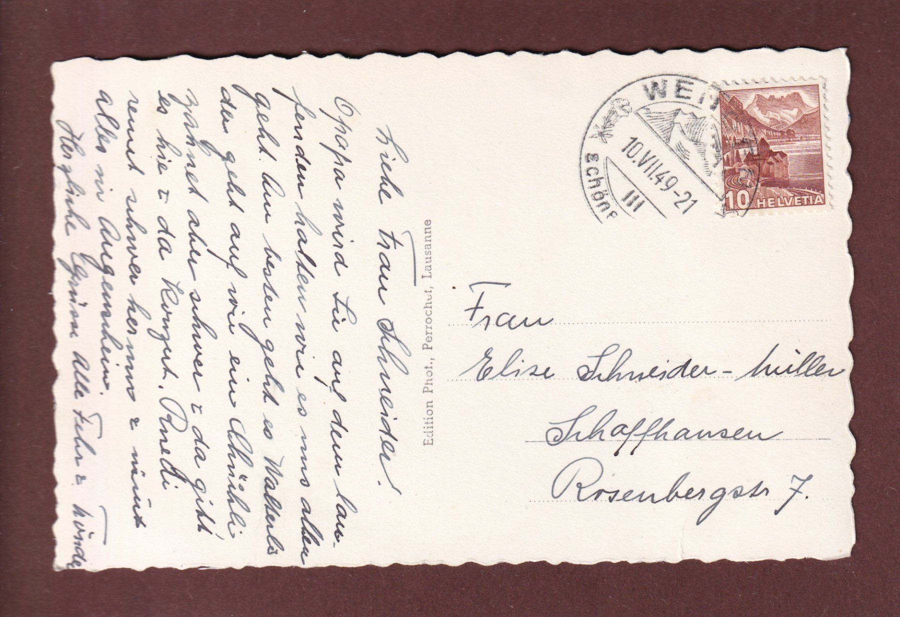 Ansichtskarten: WENGEN - Breithorn - 1949 – Gebraucht aus Pully von nicecards 1