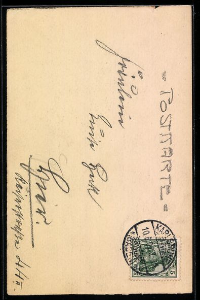 Cartoline postali: Handgemalt sign. E. Langenbach: Karlsruh – Usato da Berlin venduto da bartko-reher 1