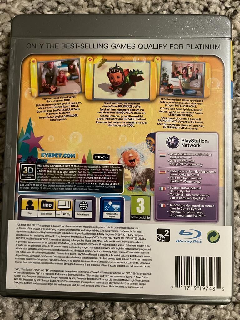 Spiele: Ps3 Platinum EyePet Move Edition – Gebraucht aus horn von amazona01 1