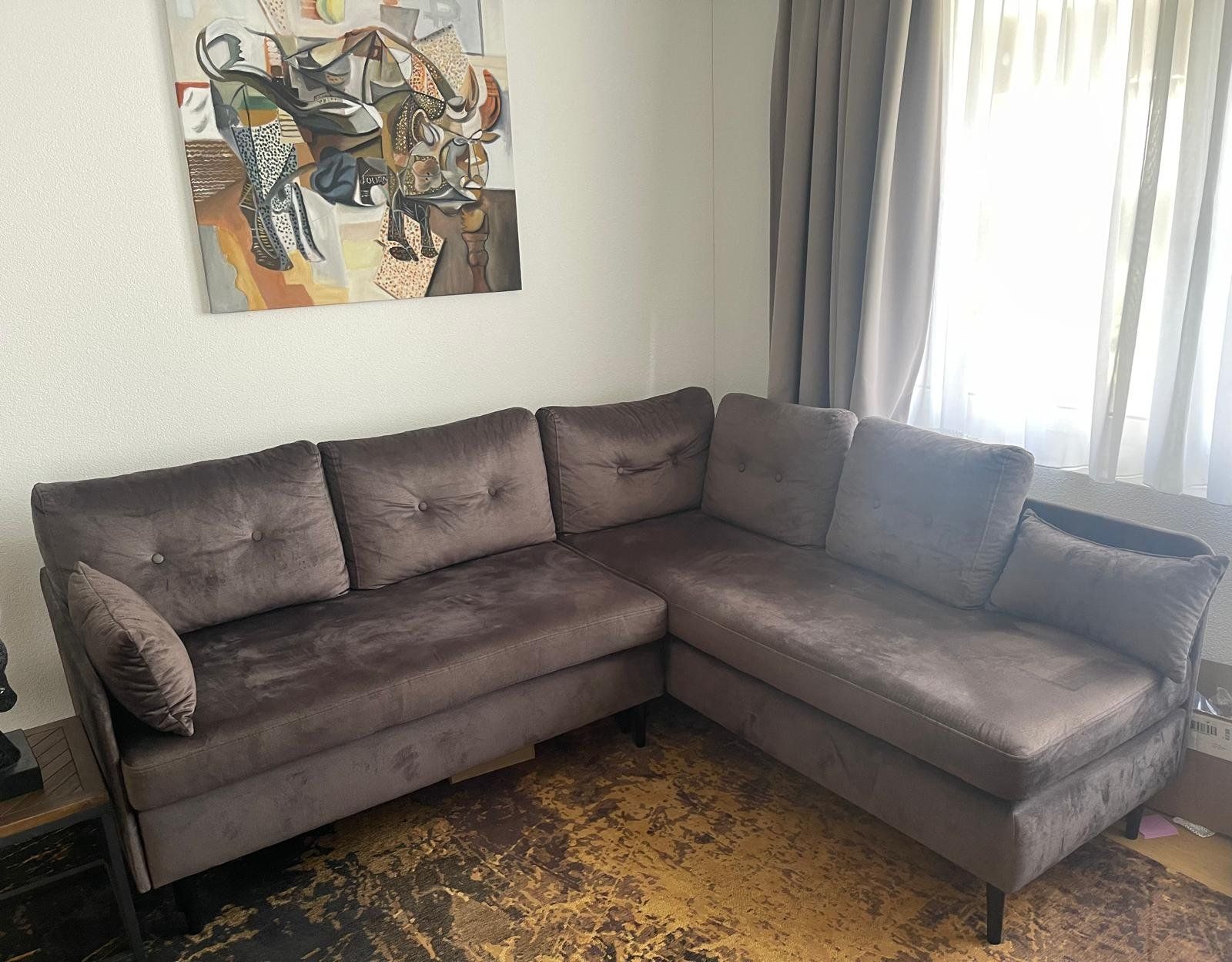Divani: Schlaf Ecksofa mit rechtsseitiger Recamiere in Taupe – Usato da Kloten venduto da dermedic22
