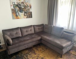 Schlaf Ecksofa mit rechtsseitiger Recamiere in Taupe
