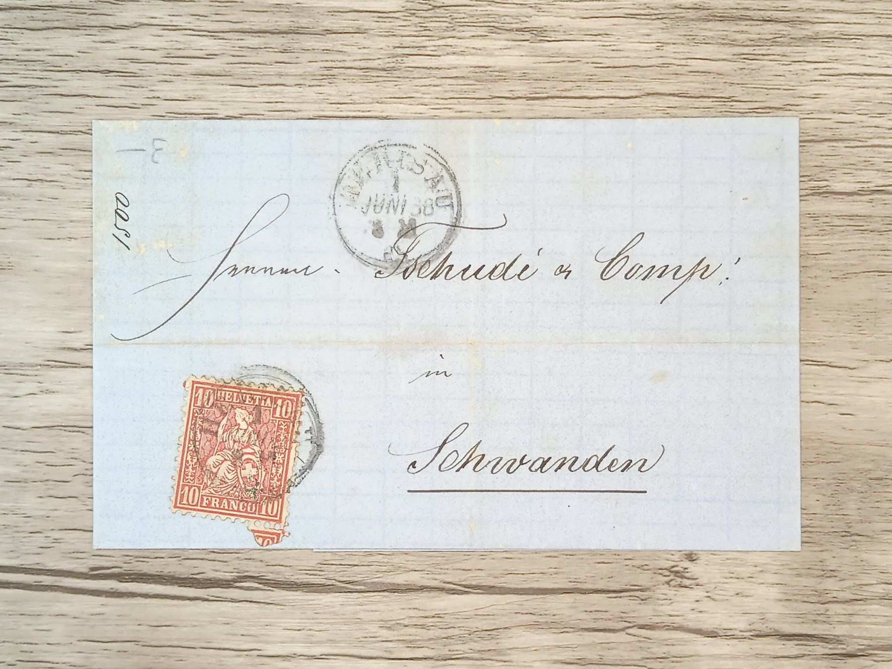 Tutti i francobolli: TR56 Enveloppe + Timbre Suisse 1868 – Usato da Cousset venduto da Patrick_Collections
