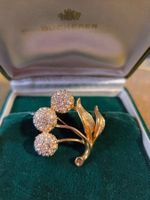 Vintage schöne Brosche funkelnde Strassteine und Goldglanz