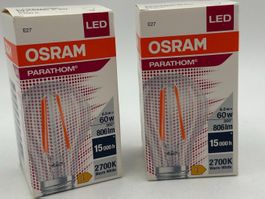 2x OSRAM PARATHOM LED E27 Filament 6.5W 806lm Neu